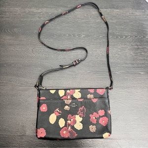 COACH Black Cherry Blossom Floral Crossbody Bag